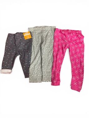 Bundle Girls' 3-Pack Cozy leggings Pants - one 6-12 & two 18-24 months
